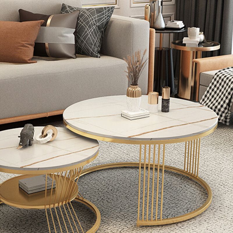 Slate Coffee Table Round Nesting Coffee Table Set with Storage Clearhalo 'Coffee & Accent Tables' 'Coffee Tables' 'coffee_tables' 'furn' 'furn_coffee_tables' 'Furniture' 'Living Room Furniture' 1200x1200_84ef55d8-028d-4c81-9e2f-06e5fd21dad8
