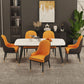 Contemporary Rectangular White Stone Dining Table with Steel Legs Clearhalo 'Dining Tables & Seating' 'Dining Tables' 'dining_table' 'furn' 'furn_dining_table' 'Furniture' 'Kitchen & Dining Furniture' 1200x1200_84ef8f64-0fe2-478e-8e55-e0fe16c49a44