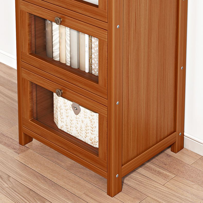 Armoire à accent brun moderne avec portes en acrylique armoire rectangulaire