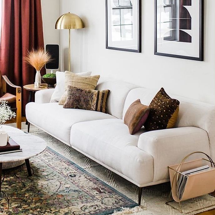 リビングルームコンテンポラリーホワイト標準的な埋め込み式腕の固定ソファ