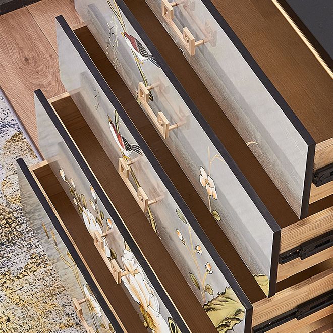 Commode en bois massif de coffre de rangement traditionnel avec 5 tiroirs, largeur de 15,6 pouces