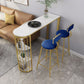 Glam Marble Pub Table with Specialty Table Top Gold Double Pedestal Table - 42" H Clearhalo 'Bar Furniture' 'Bar Tables' 'bar_tables' 'furn' 'furn_bar_tables' 'Furniture' 'furniture_bar_tables' 'Kitchen & Dining Furniture' 1200x1200_84f98df6-07e6-4fbd-9e90-b4c074b5a69e