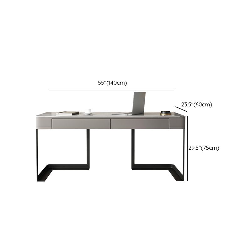 2 Drawers Writing Desk Rectangular Shaped Grey Office Desk for Home Clearhalo 'furn' 'furn_office_desk' 'Furniture' 'Office Desks' 'Office Furniture' 'office_desk' 1200x1200_84fb5ba5-2ca9-445b-994f-2a4509448398