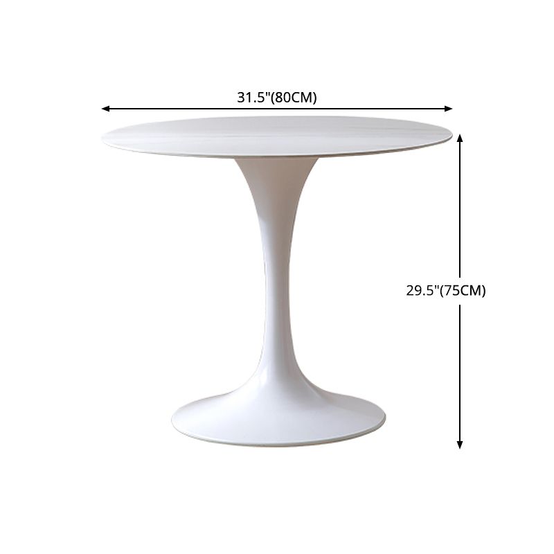 Round Shape Tulip Base Table Modern White Fixed Table with Sintered Stone
