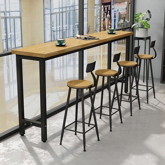 Industrial Indoor Bar Dining Table Metal and Wood Bar Stool Table