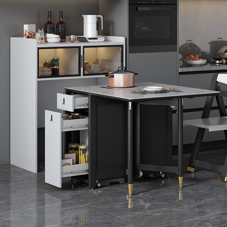 Solid Wood Contemporary Rectangular Table Glass Top Table with Drop Leaf Clearhalo 'Dining Tables & Seating' 'Dining Tables' 'dining_table' 'furn' 'furn_dining_table' 'Furniture' 'furniture_dining_table' 'Kitchen & Dining Furniture' 'kitchen' 'kitchen_dining_table' 1200x1200_84fef446-b2dc-452d-b2ea-e2cd2eb9daeb