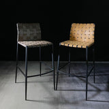 Style industriel Backs Barstool Pu Pu En cuir Counter Bar Tabouret avec des jambes en métal