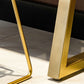 Glam Marble Bar Table with Rectangle Table Top Gold Double Pedestal Table - 42" H Clearhalo 'Bar Furniture' 'Bar Tables' 'bar_tables' 'furn' 'furn_bar_tables' 'Furniture' 'furniture_bar_tables' 'Kitchen & Dining Furniture' 1200x1200_8501ba17-0a1b-4209-b898-b13fb5049d58