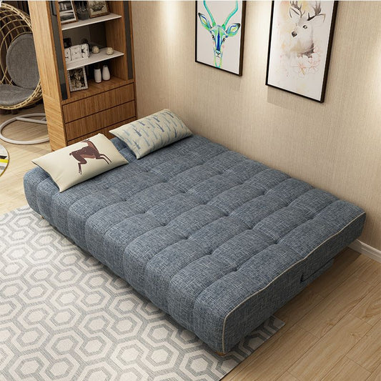 Cotton Blend and Faux Leather Contemporary Armless Couch Bed