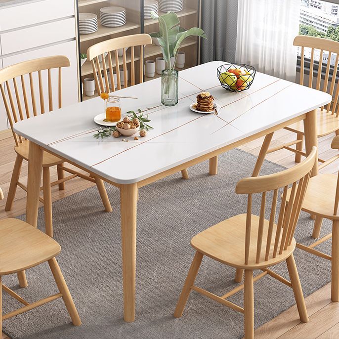 Rubberwood Solid Wood Dining Table Simplicity Dining Table with 4 Legs Clearhalo ' dining_table' 'Dining Tables & Seating' 'Dining Tables' 'Furniture' 'furniture_dining_table' 'Kitchen & Dining Furniture' 'kitchen&dining_furn' 'kitchen' 'kitchen_dining_table' 1200x1200_85026e5e-38ae-4b08-a6e5-c451089211e8