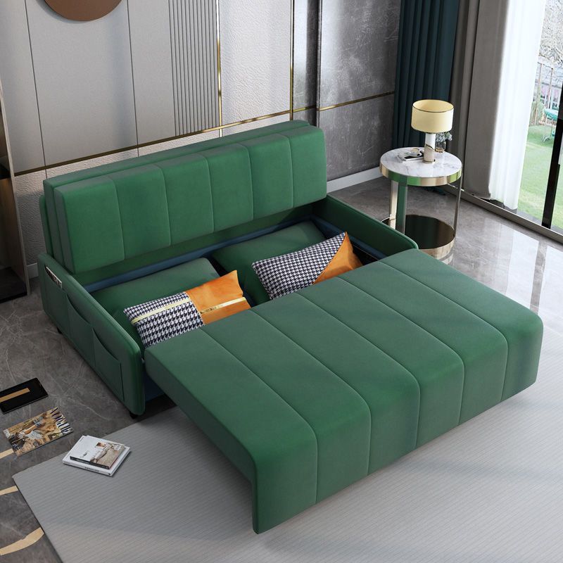 Faux Ledersofa Bett mit Aufbewahrung modernes dunkelgrünes Sofa mit Kissen