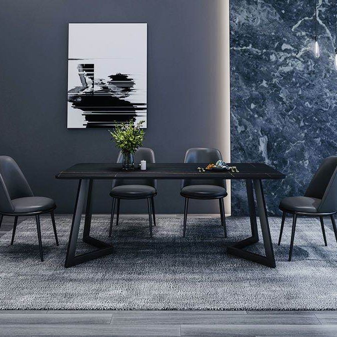 Modern Style Rectangle Stone Furniture Double Pedestal Dining Room Collection Clearhalo ' dining_table' 'Dining Tables & Seating' 'Dining Tables' 'furn' 'furn_dining_table' 'Furniture' 'furniture_dining_table' 'Kitchen & Dining Furniture' 'kitchen&dining_furn' 'kitchen' 'kitchen_dining_table' 1200x1200_8503d4e5-6b0b-4a32-a970-432a814971a7