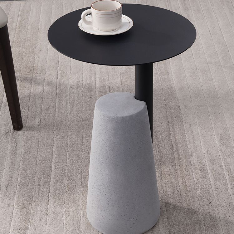 Round Iron Top End Table Concrete Pedestal Sofa Side Accent Table