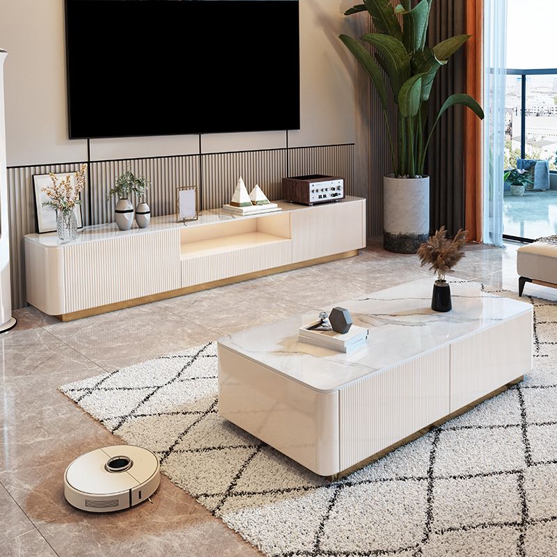 Modern TV Media Console Stone TV Stand Console with 3 Drawers Clearhalo 'furn' 'furn_tv_stands_entertainment_centers' 'Furniture' 'Living Room Furniture' 'TV Stands & Entertainment Centers' 'TV Stands & Media Storage Furniture' 'tv_stands_entertainment_centers' 1200x1200_85055cfd-51fa-4cb8-9cf0-6c068d8e9196