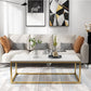 Mesa de centro rectangular Glam con tapa de mármol blanco y estructura de hierro