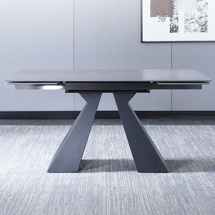 Extendable Industrial Sintered Stone Table Rectangle Dining Table with Double Pedestal Clearhalo ' dining_table' 'Dining Tables & Seating' 'Dining Tables' 'furn' 'furn_dining_table' 'Furniture' 'furniture_dining_table' 'Kitchen & Dining Furniture' 'kitchen&dining_furn' 'kitchen' 'kitchen_dining_table' 1200x1200_8506f65c-e0f9-4ce6-a885-9e8c6d0ba166