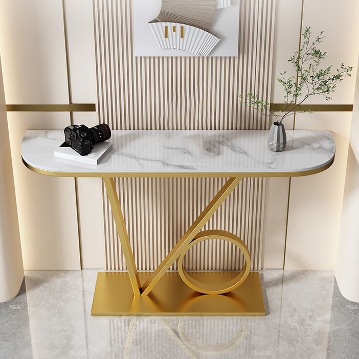 Tavolo da console in pietra mezzi luna 12 "W tavolo accento resistente alla macchia glam per Hall