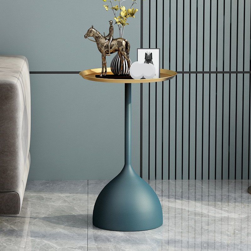 Mid-century Modern 24 " Tall Iron Pedestal End Table Round Tray Top Side Table