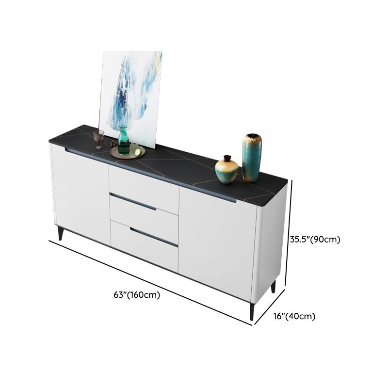 Modern Antique Finish Credenza 3 Drawer Sintered Stone Sideboard Cabinet Clearhalo 'buffet_sideboard' 'Buffets & Sideboards' 'furn' 'furn_buffet_sideboard' 'Furniture' 'Kitchen & Dining Furniture' 1200x1200_850bc1f5-1266-4735-8ab6-d3a54924355f