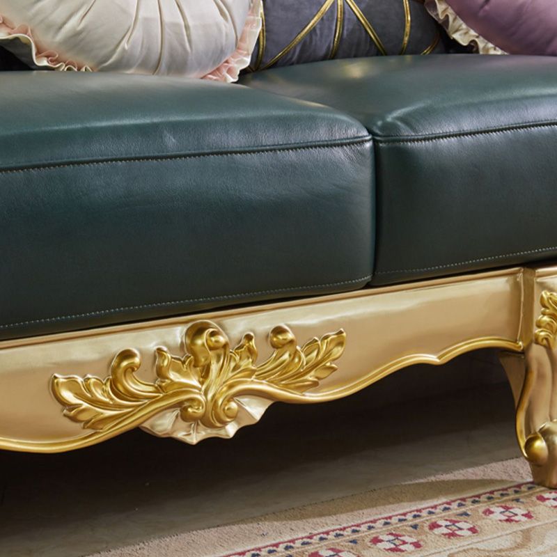 Canapé à dos fendu tufted vert authentique en cuir roulé en cuir roulé avec tête de clou