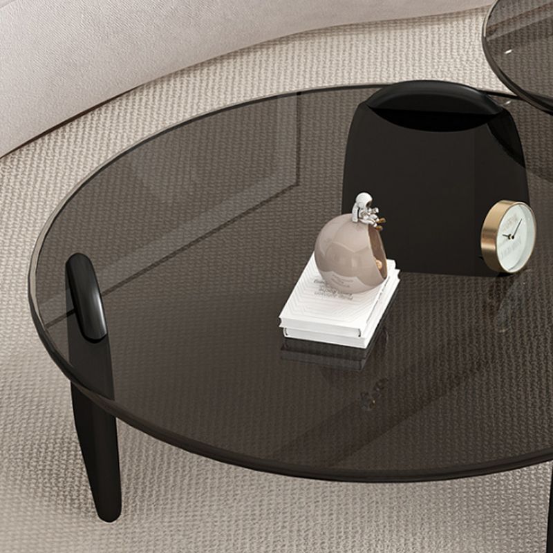 Glass Top Coffee Table Contemporary 3 Legs Coffee Cocktail Table Clearhalo 'Coffee & Accent Tables' 'Coffee Tables' 'coffee_tables' 'furn' 'furn_coffee_tables' 'Furniture' 'Living Room Furniture' 1200x1200_850ea98a-d36e-43f4-952d-3304a7342a83
