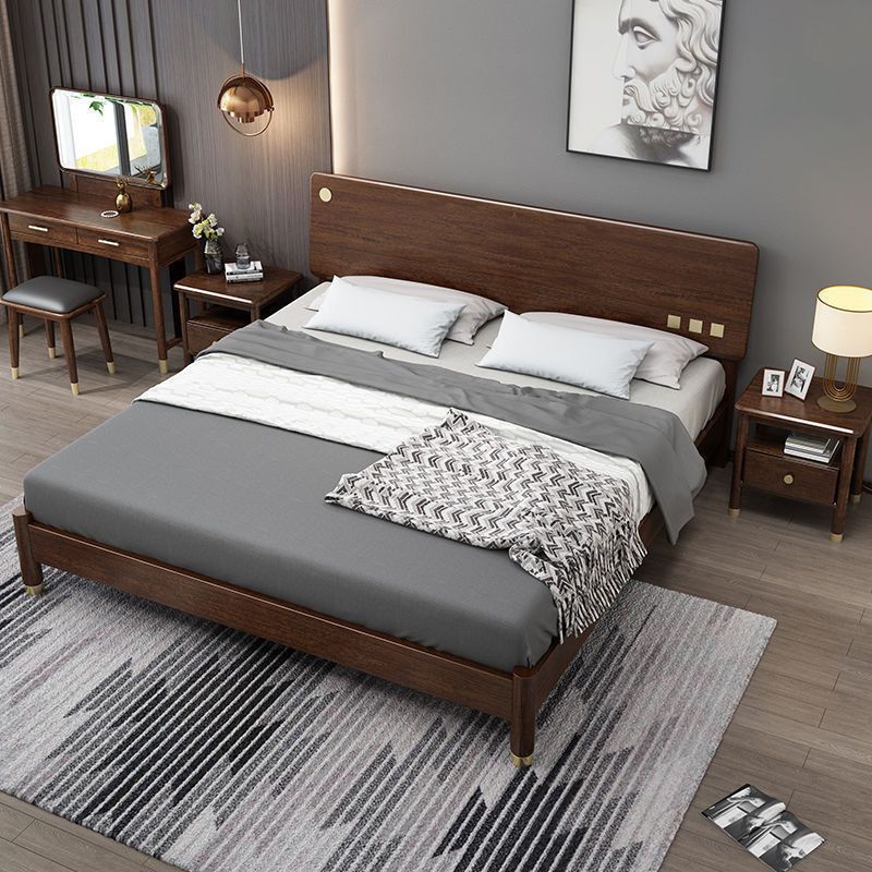 Lit d'espresso traditionnel lit de noix standard rectangulaire lit avec tête de lit