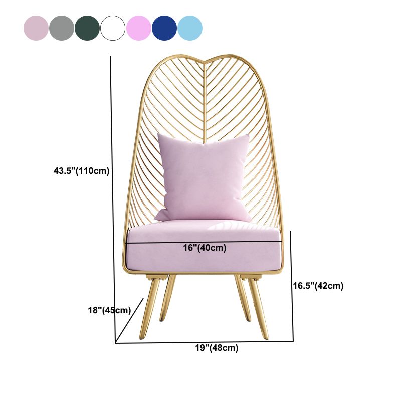 Glam Style Armless Gold Metal Chair with Parsons Chair Pillow
