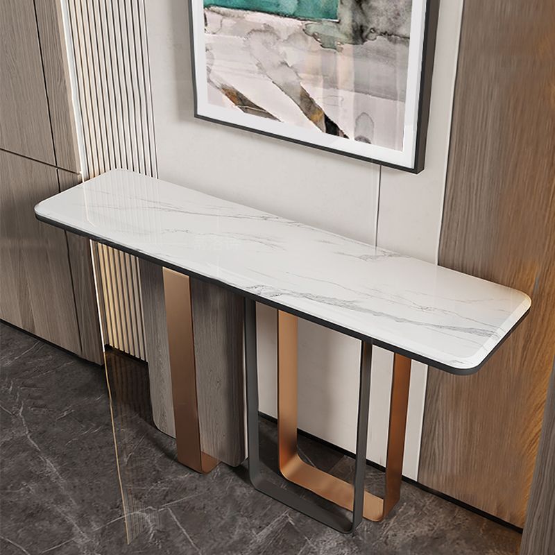 Tabella della console rettangolare in pietra Tavola di estremità alta 31,5 pollici con gambe in acciaio inossidabile