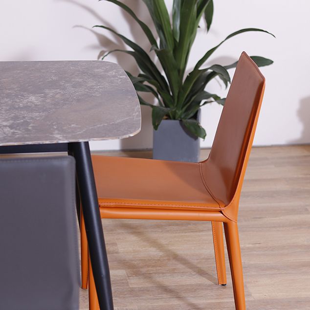 Contemporary Style Leather Dining Side Chair Solid Back Armless Side Chair Clearhalo ' kitchen&dining_furn' 'Dining Chairs' 'Dining Tables & Seating' 'dining_chair' 'furn' 'furn_dining_chair' 'Furniture' 'furniture_dining_chair' 'Kitchen & Dining Furniture' 'kitchen' 1200x1200_8517068c-c689-4fb3-94b6-5cda8bac397a