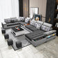 Modular Contemporary Faux Leather and Linen Furniture Sectionals