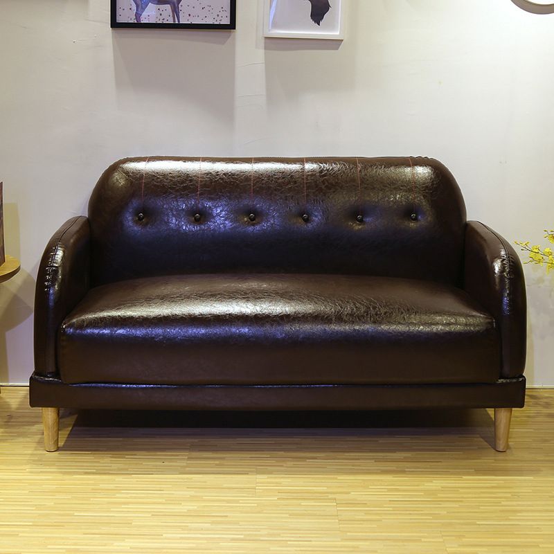 Canapé arrière en cuir faux en cuir avec bras carré pour le salon