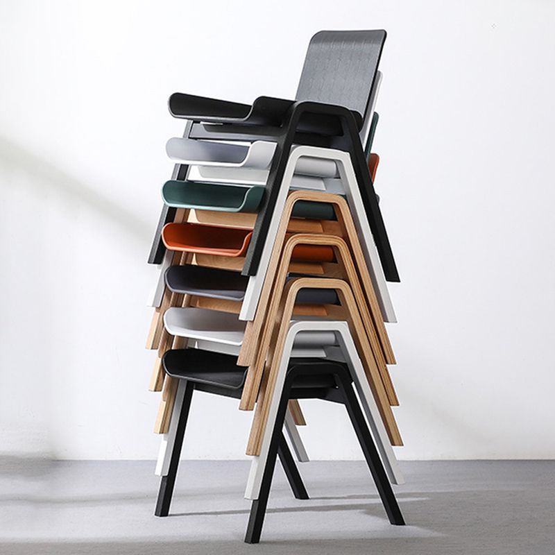 Scandinavian Stackable Dining Arm Chair Solid Back Armchair with Wood Legs Clearhalo ' kitchen&dining_furn' 'Dining Chairs' 'Dining Tables & Seating' 'dining_chair' 'furn' 'furn_dining_chair' 'Furniture' 'furniture_dining_chair' 'Kitchen & Dining Furniture' 'kitchen' 1200x1200_851a0c55-b927-47d2-a3ec-0c22cbf1c552