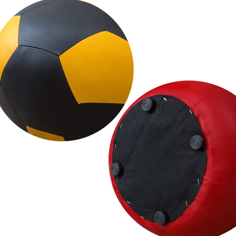 Upholstered Pouf Color Panel Tear Resistant Round Faux Leather Fabric Modern Pouf