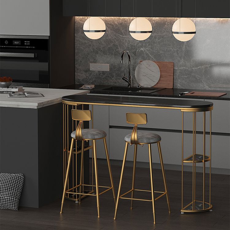 Glam Oval Bar Table Set 1/3 Pieces Stone Counter Table with Upholstered Stools Clearhalo 'Bar Furniture' 'furn' 'furn_home_bar_bar_sets' 'Furniture' 'Home Bars & Bar Sets' 'home_bar_bar_sets' 'Kitchen & Dining Furniture' 1200x1200_851dfb2c-f9f7-47db-a476-20b28a6f6ec6