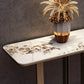 Modern Rectangular Console Table Stone Console Sofa Table in White and Gold