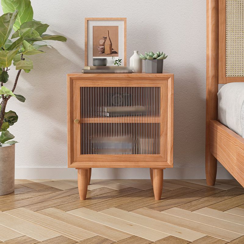 22 "H Cabinet de chevet en bois massif Porne comprenant une table de nuit moderne avec des jambes