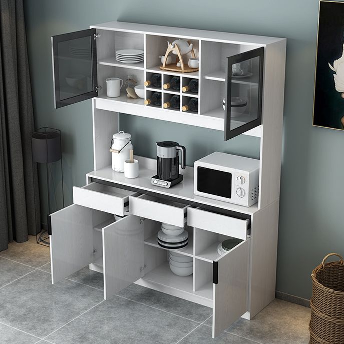 Modern Sideboard Buffet with Glass Doors Engineered Wood Buffet Server Clearhalo 'buffet_sideboard' 'Buffets & Sideboards' 'furn' 'furn_buffet_sideboard' 'Furniture' 'Kitchen & Dining Furniture' 1200x1200_85200fa5-da63-43e3-b7fe-307d1a129f8d