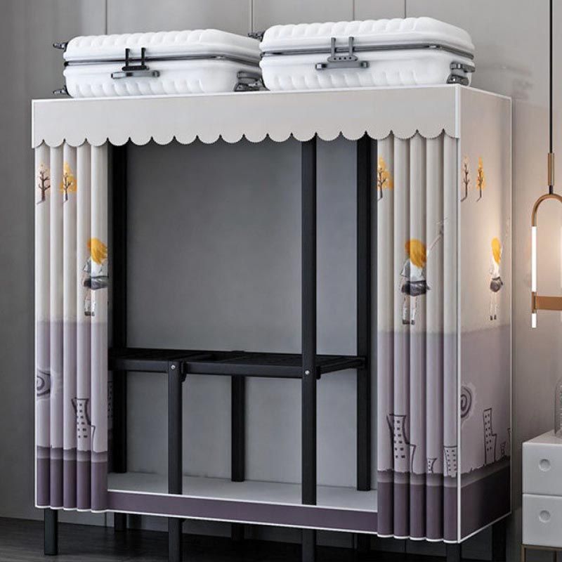 Armario de metal y tela Estilo industrial de dormitorio Rectangular Armario