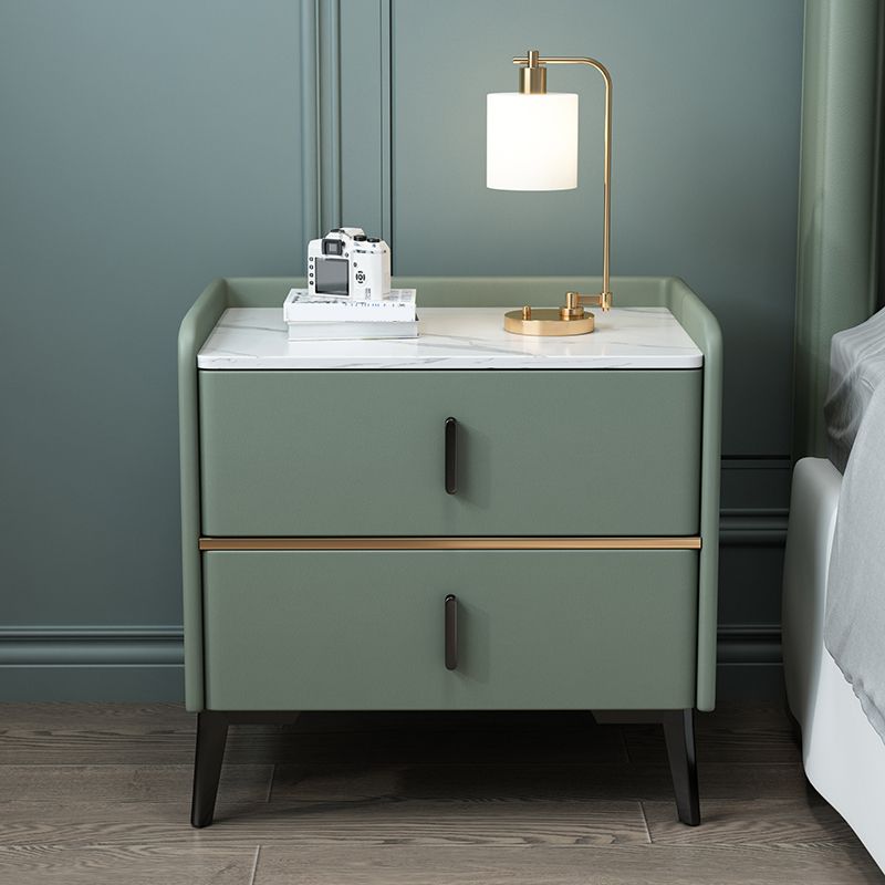 Moderne 20 Zoll H Night Tischstein Top 2-Drawer-Aufbewahrung Nachttisch mit Beinen