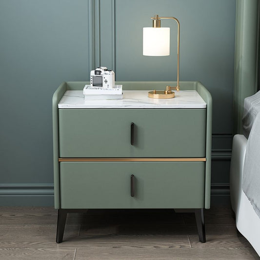Moderne 20 Zoll H Night Tischstein Top 2-Drawer-Aufbewahrung Nachttisch mit Beinen
