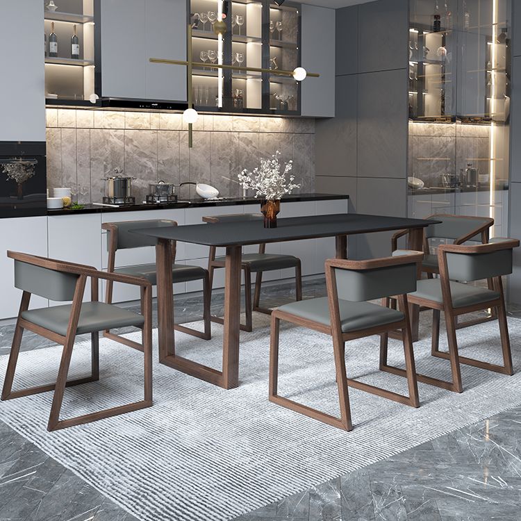 Modern Stone Rectangle Dining Table Solid Wood Base for Dining Room Clearhalo 'Dining Tables & Seating' 'Dining Tables' 'dining_table' 'furn' 'furn_dining_table' 'Furniture' 'Kitchen & Dining Furniture' 1200x1200_8523b44e-f90f-4bc3-b843-dda69651dc10