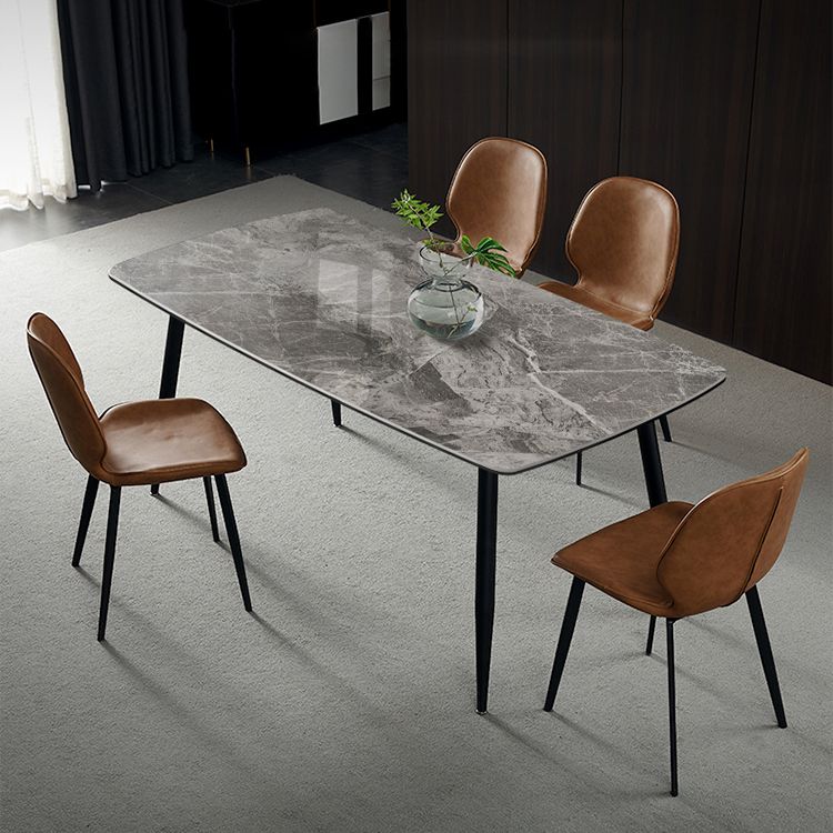 Metal Industrial Rectangle Dining Table Grey Sintered Stone Table with 4 Legs Clearhalo ' dining_table' 'Dining Tables & Seating' 'Dining Tables' 'furn' 'furn_dining_table' 'Furniture' 'furniture_dining_table' 'Kitchen & Dining Furniture' 'kitchen&dining_furn' 'kitchen' 'kitchen_dining_table' 1200x1200_85241484-8087-4a79-9cb5-29b1ff13ca22