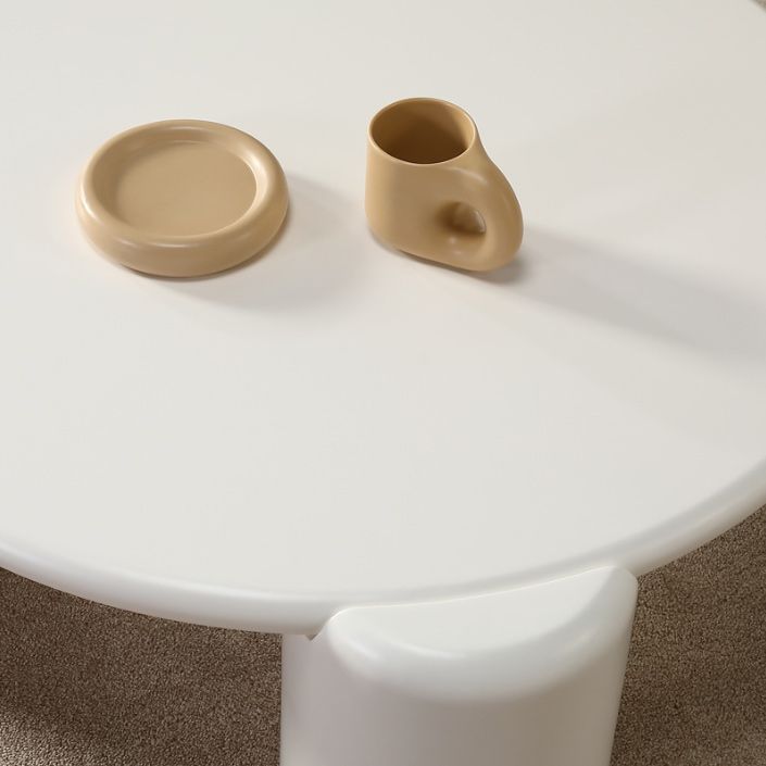 Mesa de cóctel contemporánea de madera redonda, mesa de centro blanca de 4 patas, 13,8" de alto