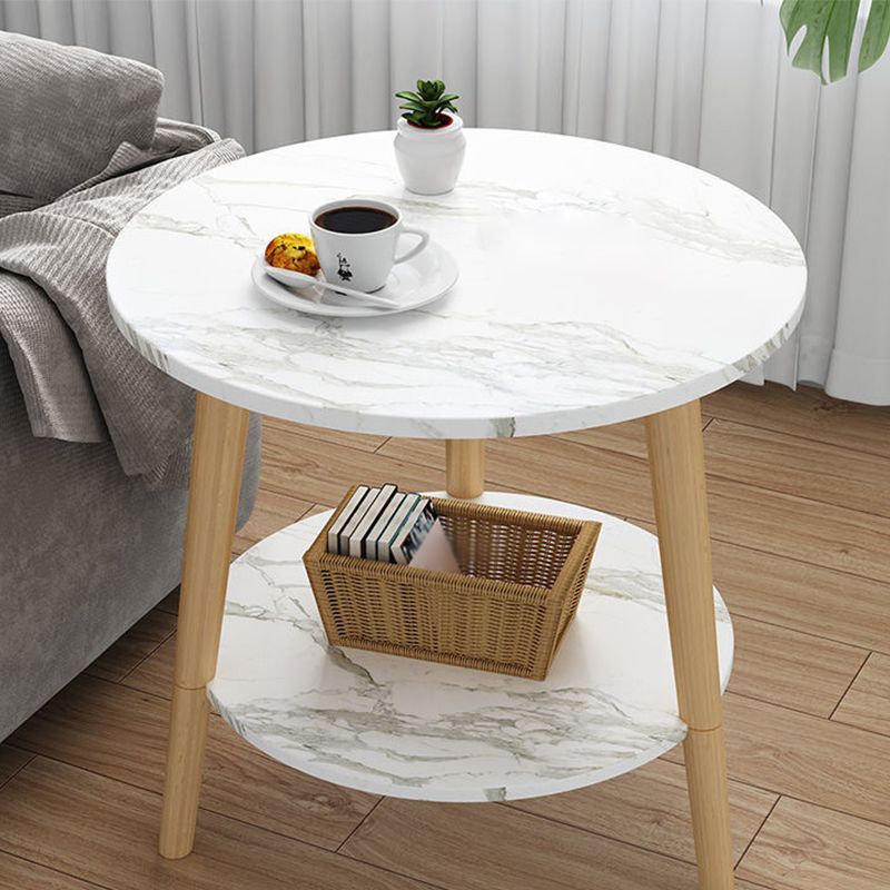 Tavolino da 3 gambe in legno bianco/naturale tavolino rotondo per soggiorno