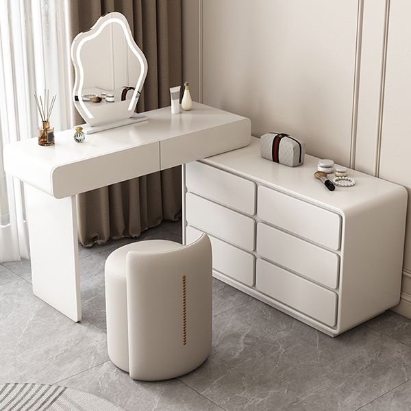 Tavolo da toeletta da toeletta a specchio illuminato moderno bianco a 6 cassetto