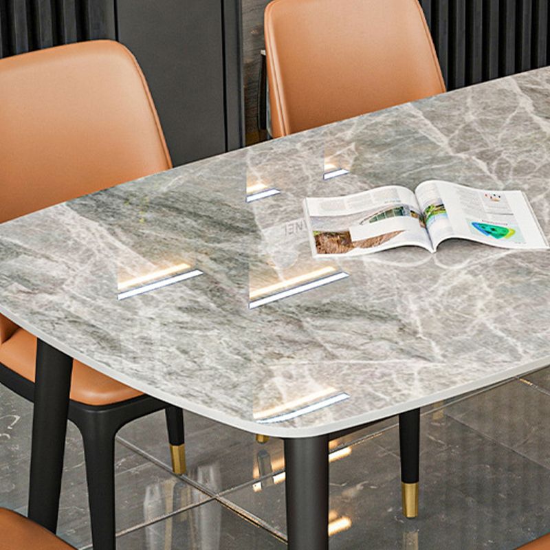 Industrial Dining Rectangle Table Sintered Stone Table with Metal Legs for Home Clearhalo 'Dining Tables & Seating' 'Dining Tables' 'dining_table' 'furn' 'furn_dining_table' 'Furniture' 'Kitchen & Dining Furniture' 1200x1200_85276223-3936-43dd-81db-8962cc43355c