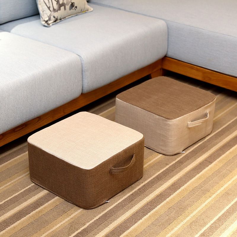 Casual Cotton Pouf Chair Contrast Color Square Upholstered Ottoman Stool Clearhalo 'furn' 'furn_ottomans_poufs' 'Furniture' 'Living Room Furniture' 'Ottomans & Poufs' 'ottomans_poufs' 1200x1200_8527bc44-8127-48b5-82ea-d01b9dc319c2