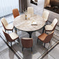 Modern Round Extendable Dining Table Stone Tabletop with Black Wood Legs Clearhalo 'Dining Tables & Seating' 'Dining Tables' 'dining_table' 'furn' 'furn_dining_table' 'Furniture' 'Kitchen & Dining Furniture' 1200x1200_85282aa3-d54b-4245-8fd9-c2cec1c0147f