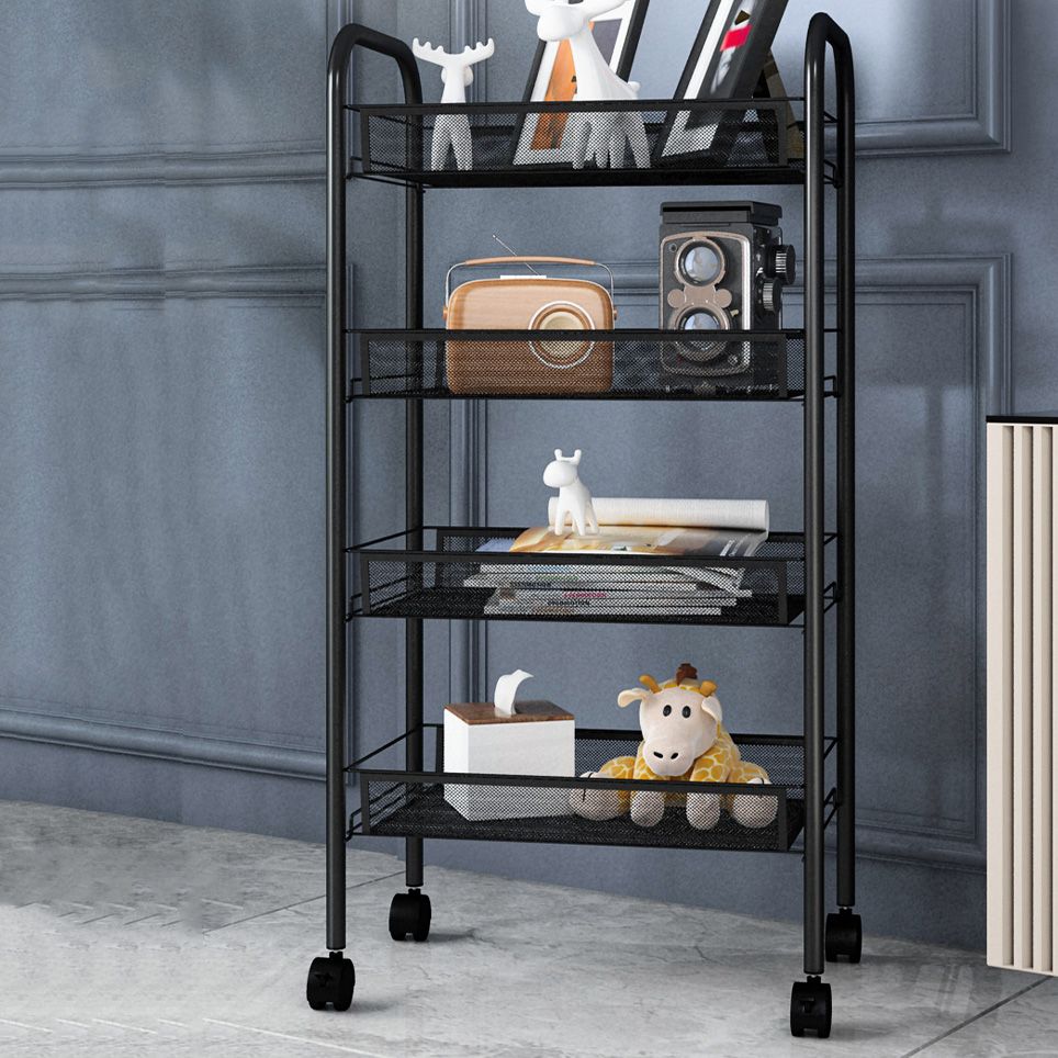 Modern Steel Etagere Bookshelf 3/4/5-Shelf Vertical Open Bookcase with Caster Wheels Clearhalo 'Bookcases' 'furn' 'furn_bookcases' 'Furniture' 'Office Furniture' 1200x1200_85287382-7f80-46fe-801d-be7ad573e42c