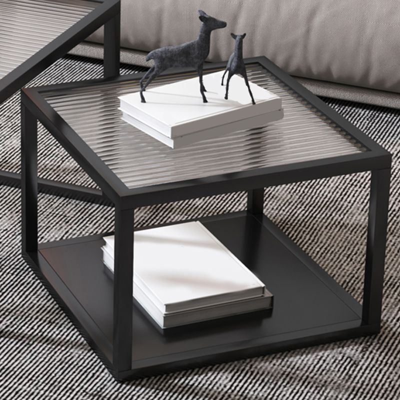 Minimalist Glass Top Coffee Table Round Open Shelf Cocktail Table Clearhalo 'Coffee & Accent Tables' 'Coffee Tables' 'coffee_tables' 'furn' 'furn_coffee_tables' 'Furniture' 'Living Room Furniture' 1200x1200_8529f3c0-f43d-4c44-8029-8f7aba8d8246